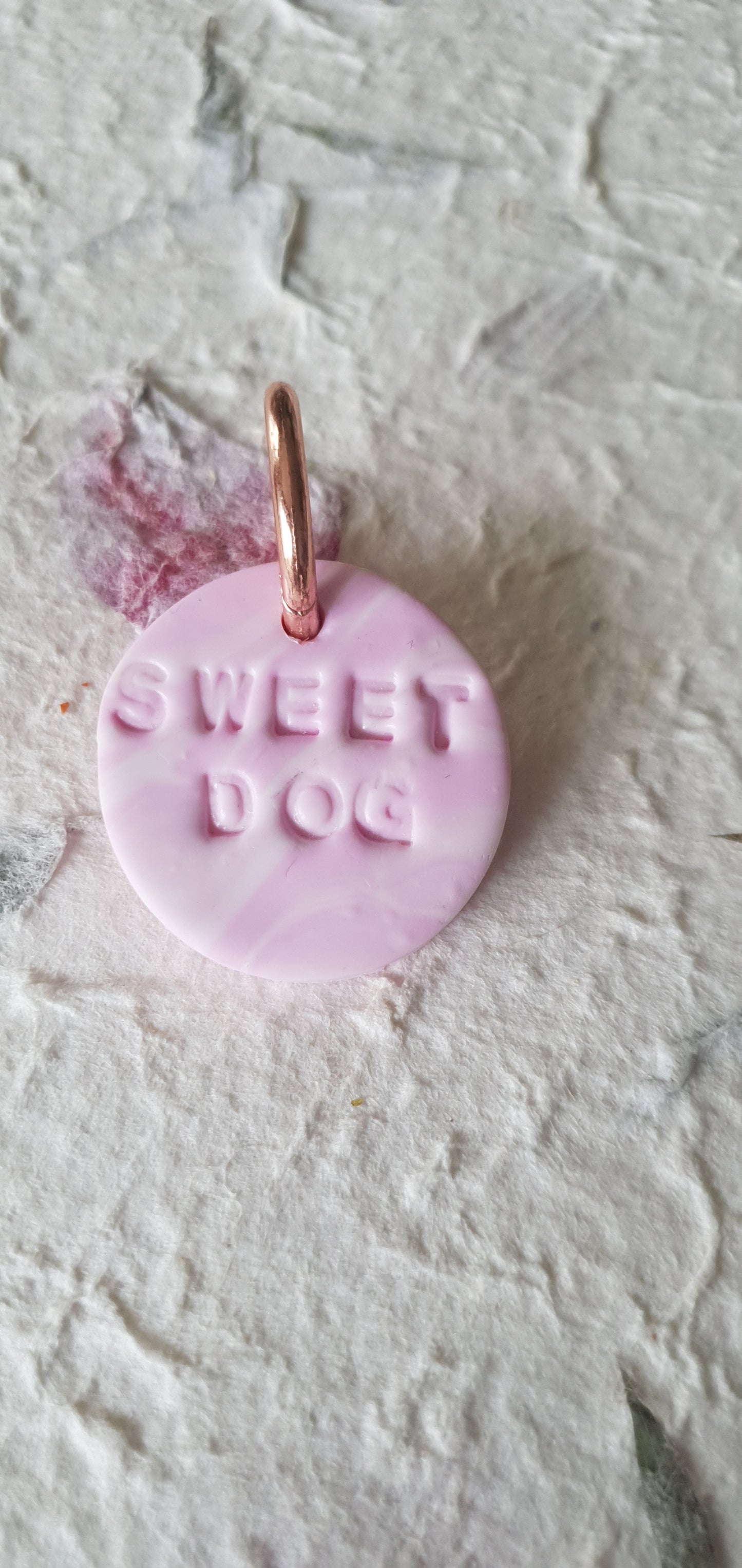 Médaille rose pale pour chien pâte