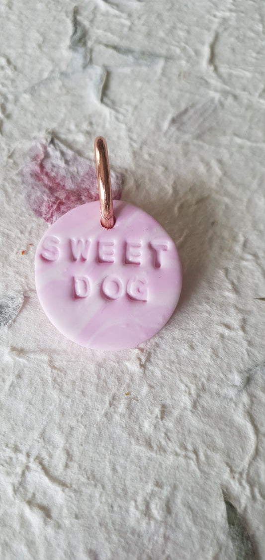 Médaille rose pale  pour chien pâte
