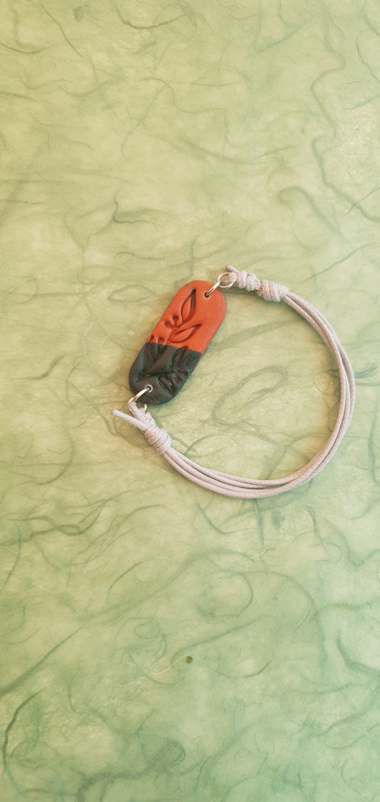 Bracelet  feuille vert marron et blanc