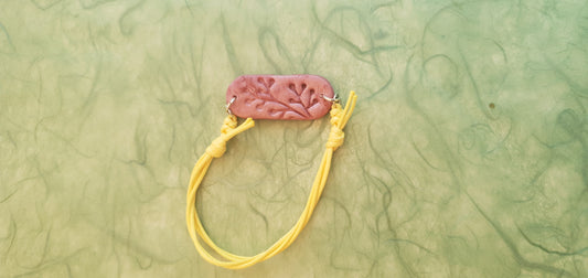 Bracelet branche  rose poudré et jaune