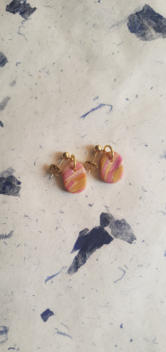 Boucles d’oreilles dominante rose 2