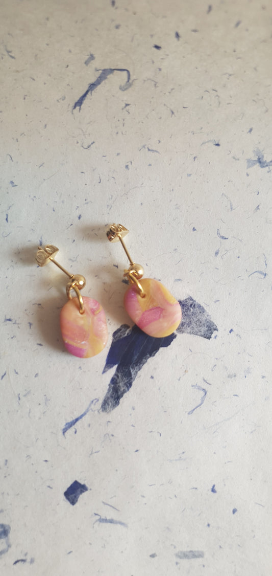 Boucles d'oreilles dominante rose 1