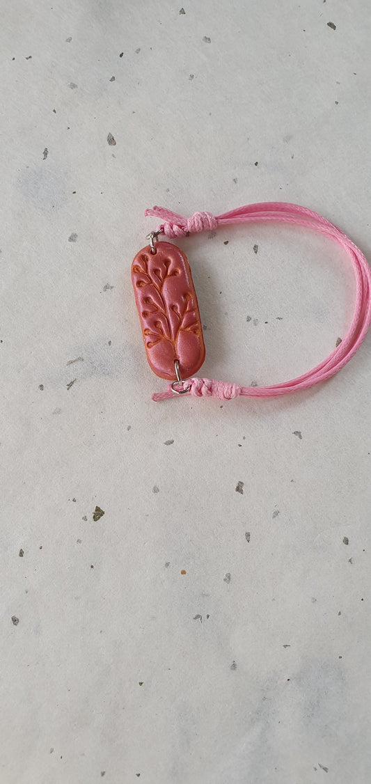 Bracelet orange et rose motif fleurs