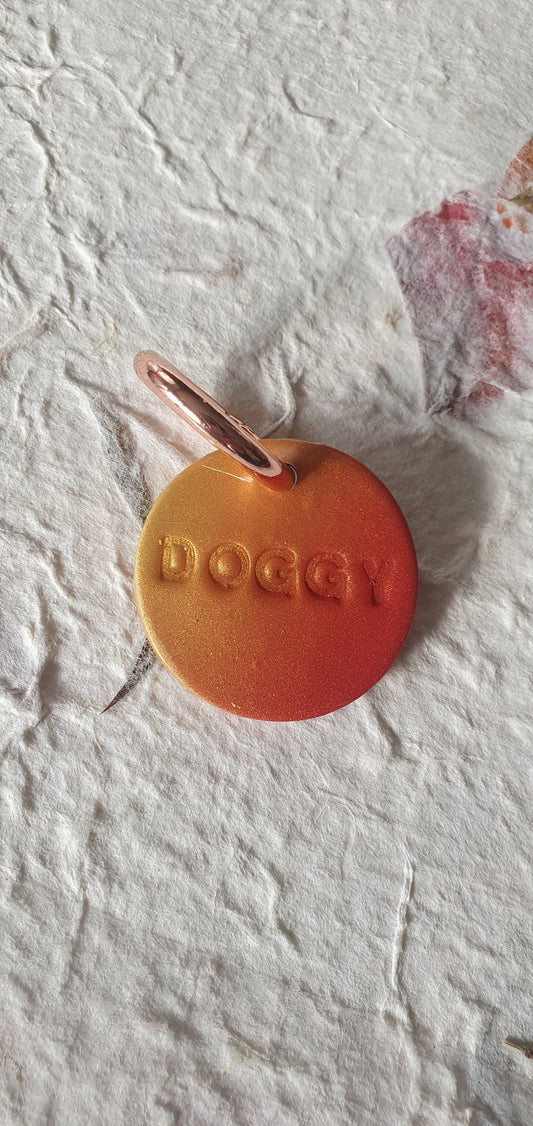 Médaille or et orange pour chien