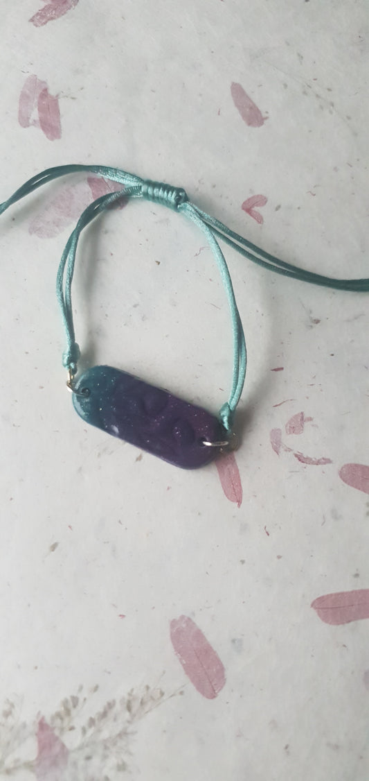 Bracelet  paillettes violet et bleu