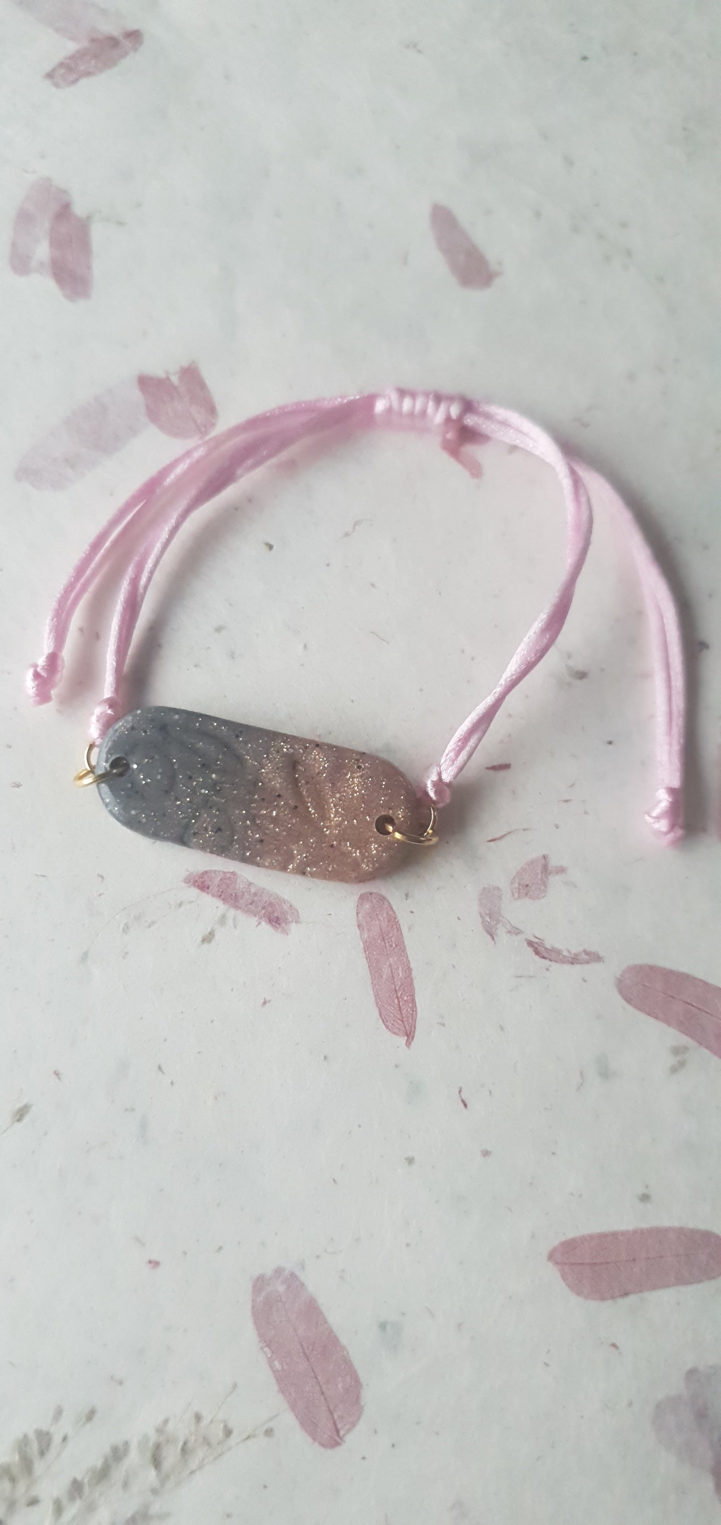 Bracelet paillettes rose et gris