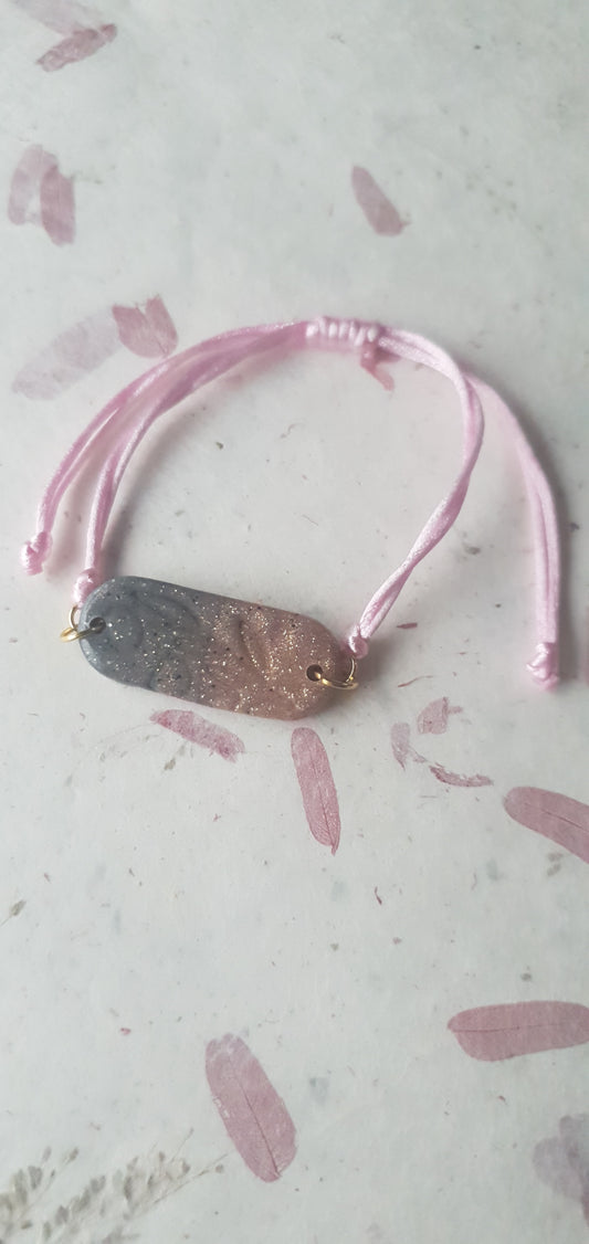 Bracelet paillettes rose et gris